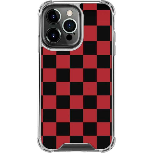 Red and Black Checkerboard iPhone 15 Pro Clear Case